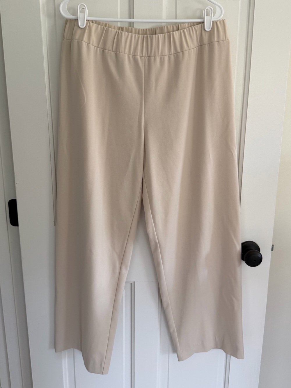 Jones New York Pull On Wide Leg Crop Pants Beige Stretch Women’s Large